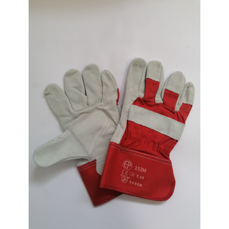 Gants cuir croûte de vachette T.10