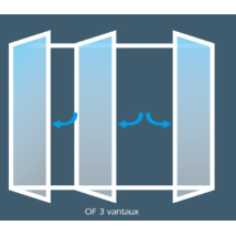 Porte-fenêtre PVC Ouverture à la Française 3 vantaux