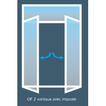 Porte-fenêtre PVC Ouverture à la Française 2 vantaux avec imposte