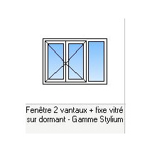 Fenêtre Alu 2 vantaux et fixe vitré
