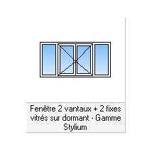 Fenêtre Alu 2 vantaux et 2 fixes vitrés