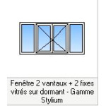 Fenêtre Alu 2 vantaux et 2 fixes vitrés