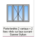 Porte-fenêtre Alu Ouverture à la Française 2 vantaux et 2 fixes vitrés