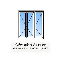 Porte-fenêtre Alu Ouverture à la Française 3 vantaux