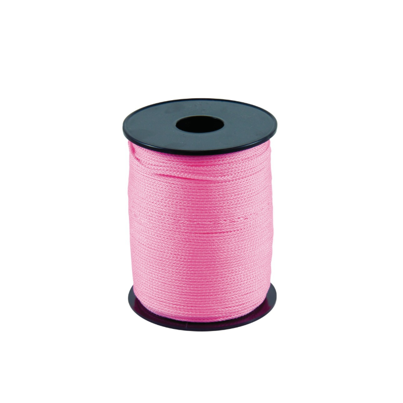 Cordeau tressé polypropylène fluo rose sur flasque - 100ml